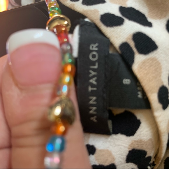 Ann Taylor Leopard Print Short Sleeve Dress Size 8 - Picture 3 of 5